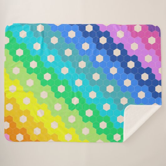 Couverture Sherpa Motif géométrique Hexagon arc-en-ciel lumineux (Devant (Horizontal))