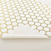 Couverture Sherpa Motif géométrique Hexagon blanc et or (3/4)