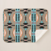 Couverture Sherpa Motif géométrique mexicain Aztec (Devant (Horizontal))