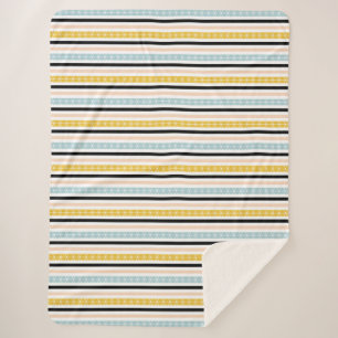 Couverture Sherpa Motif géométrique moderne Jaune Bleu Bleu Bleu Bou