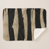 Couverture Sherpa motif géométrique preppy bandes noir et or (Devant (Horizontal))