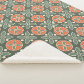 Couverture Sherpa Motif géométrique rétro 3 vert, orange (3/4)