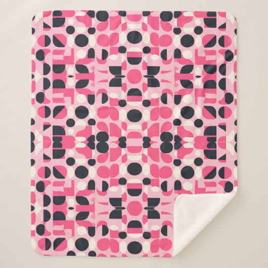 Couverture Sherpa Motif géométrique rose (Devant)