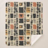 Couverture Sherpa Motif géométrique rustique en boue de coton (3) (Devant)