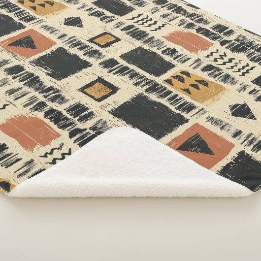 Couverture Sherpa Motif géométrique rustique en boue de coton (3) (3/4)
