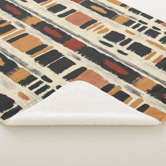 Couverture Sherpa Motif géométrique rustique en boue de Mali (1) (3/4)