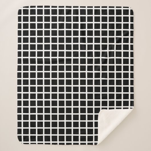 Couverture Sherpa Motif géométrique sans couture. Carré noir sur bla (Devant)