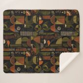 Couverture Sherpa Motif géométrique sombre du milieu du siècle (1) (Devant (Horizontal))