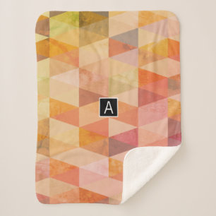 Couverture Sherpa Motif géométrique Triangle souple Monogramme