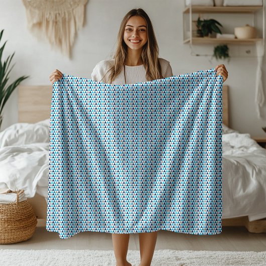 Couverture Sherpa Motif géométrique Triangles bleus modernes