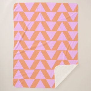 Couverture Sherpa Motif géométrique triangulaire moderne rose et ora