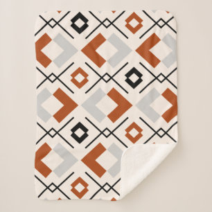 Couverture Sherpa motif géométrique tribal rétro