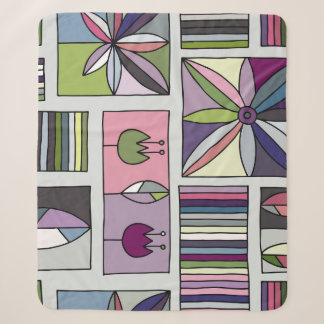 Couverture Sherpa motif géométrique vintage, coloré et dessiné à la