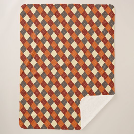 Couverture Sherpa Motif Gingham d'automne (Devant)