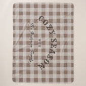 Couverture Sherpa Motif Gingham Marron Personnalisé Script Occidenta (Devant)