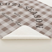 Couverture Sherpa Motif Gingham Marron Personnalisé Script Occidenta (3/4)