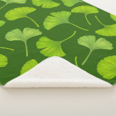 Couverture Sherpa Motif Ginkgo sur vert foncé (3/4)
