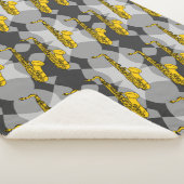 Couverture Sherpa Motif gris saxophone (3/4)