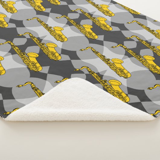 Couverture Sherpa Motif gris saxophone (3/4)