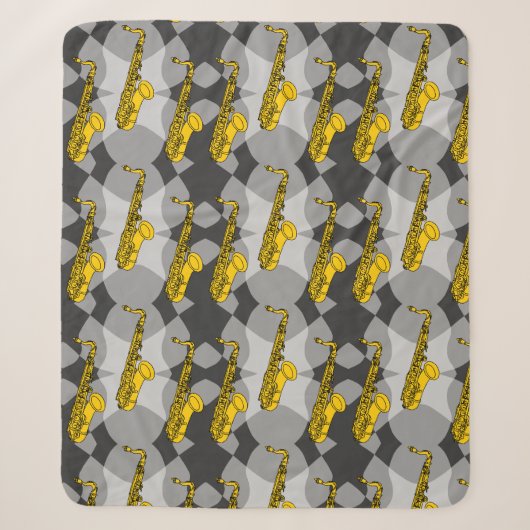 Couverture Sherpa Motif gris saxophone (Devant)