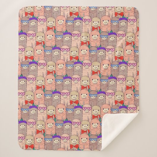 Couverture Sherpa Motif habillé à la mode de lama (Devant)