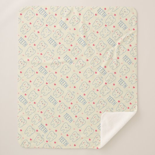Couverture Sherpa Motif heureux en pastel de dents (Devant)