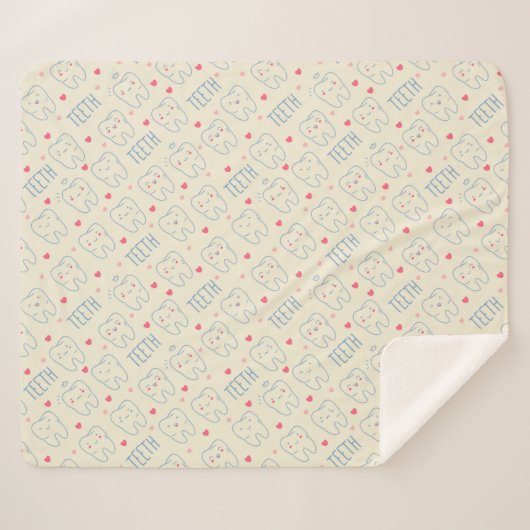 Couverture Sherpa Motif heureux en pastel de dents (Devant (Horizontal))