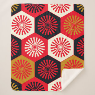 Couverture Sherpa Motif hexagonal de style asiatique