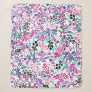 Couverture Sherpa Motif incomparable de fleurs et de baies violettes