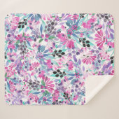 Couverture Sherpa Motif incomparable de fleurs et de baies violettes (Devant (Horizontal))