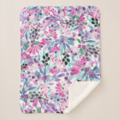 Couverture Sherpa Motif incomparable de fleurs et de baies violettes (Devant)