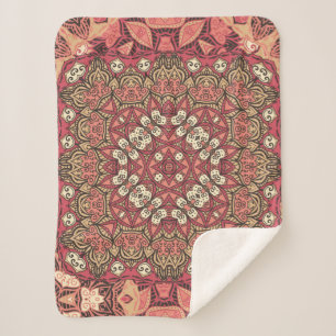 Couverture Sherpa Motif indien abstrait médaillon. Boho et gypsy