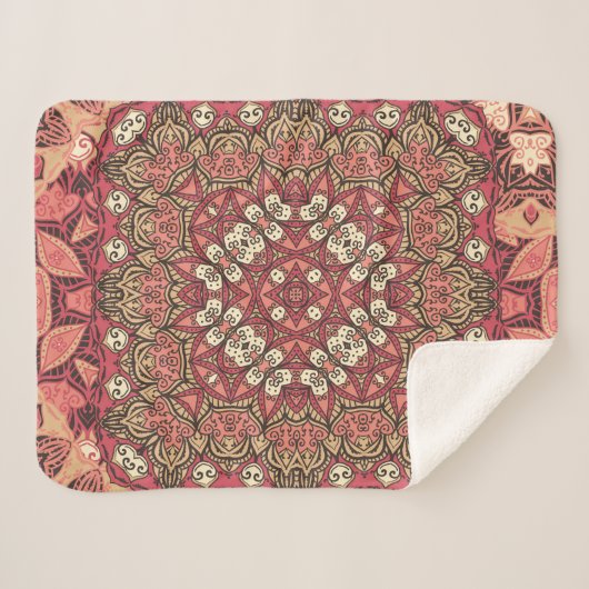 Couverture Sherpa Motif indien abstrait médaillon. Boho et gypsy  (Devant (Horizontal))