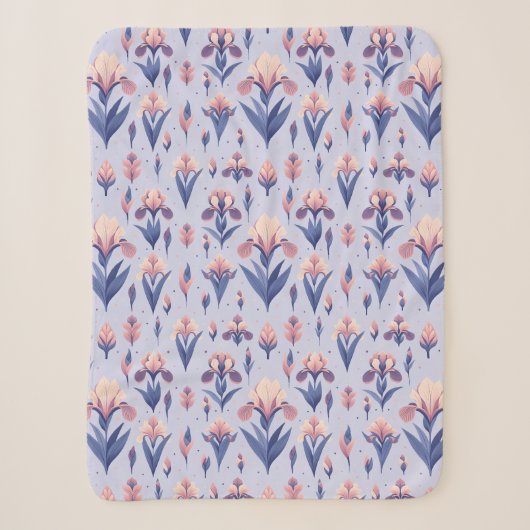 Couverture Sherpa Motif Iris Flower (Devant)
