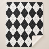 Couverture Sherpa motif Jacquard sans couture en noir et blanc. Géom (Devant)