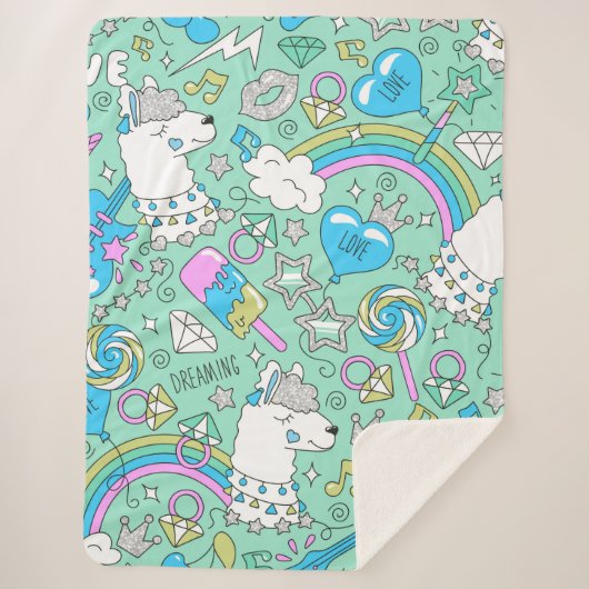 Couverture Sherpa motif lama 2 (Devant)