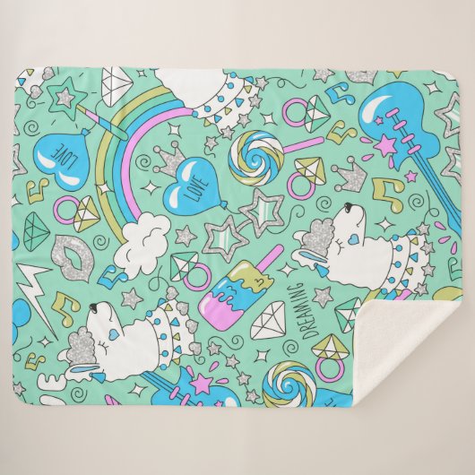 Couverture Sherpa motif lama 2 (Devant (Horizontal))