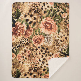 Couverture Sherpa Motif Leopard élégant Imprimer avec une texture