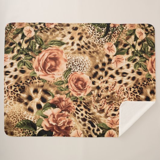Couverture Sherpa Motif Leopard élégant Imprimer avec une texture de (Devant (Horizontal))