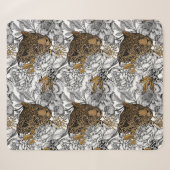 Couverture Sherpa Motif Leopard & Peonies (Devant (Horizontal))