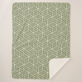 Couverture Sherpa motif ligne cube vert foncé (Devant)