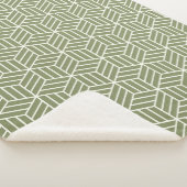 Couverture Sherpa motif ligne cube vert foncé (3/4)