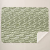 Couverture Sherpa motif ligne cube vert foncé (Devant (Horizontal))