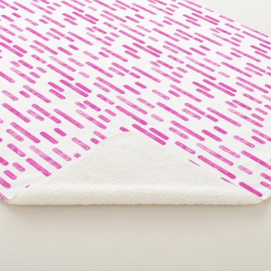 Couverture Sherpa Motif Lignes arrondies | Blanc/Rose clair (3/4)