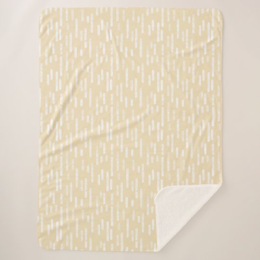 Couverture Sherpa Motif Lignes arrondies | Blanc sur jaune pâle (Devant)