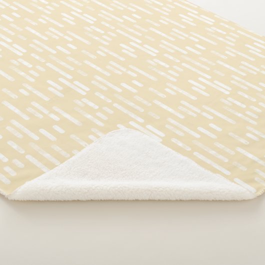 Couverture Sherpa Motif Lignes arrondies | Blanc sur jaune pâle (3/4)