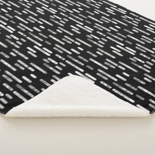 Couverture Sherpa Motif Lignes arrondies Blanc sur noir