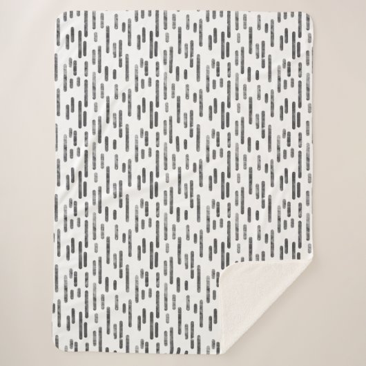 Couverture Sherpa Motif Lignes arrondies | Graphite en blanc (Devant)