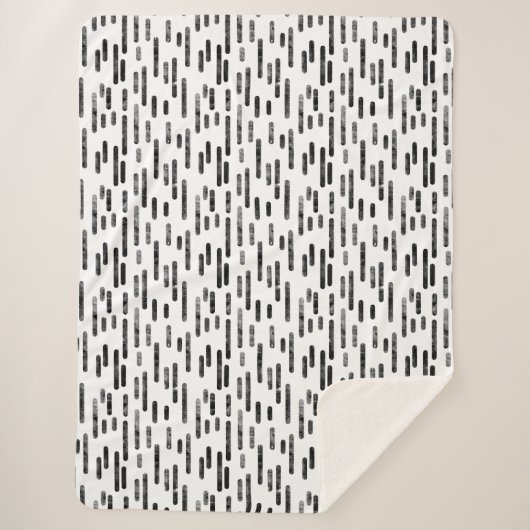 Couverture Sherpa Motif Lignes arrondies | Noir en blanc (Devant)