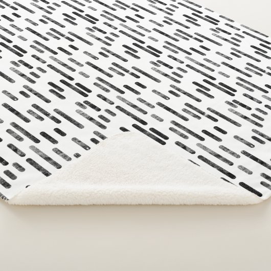 Couverture Sherpa Motif Lignes arrondies | Noir en blanc (3/4)